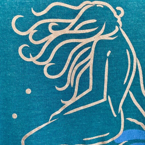 Sotting Mermaid-Neck Short Sleeve T-Shirt Turquoise Sz L #04… - Picture 6 of 9